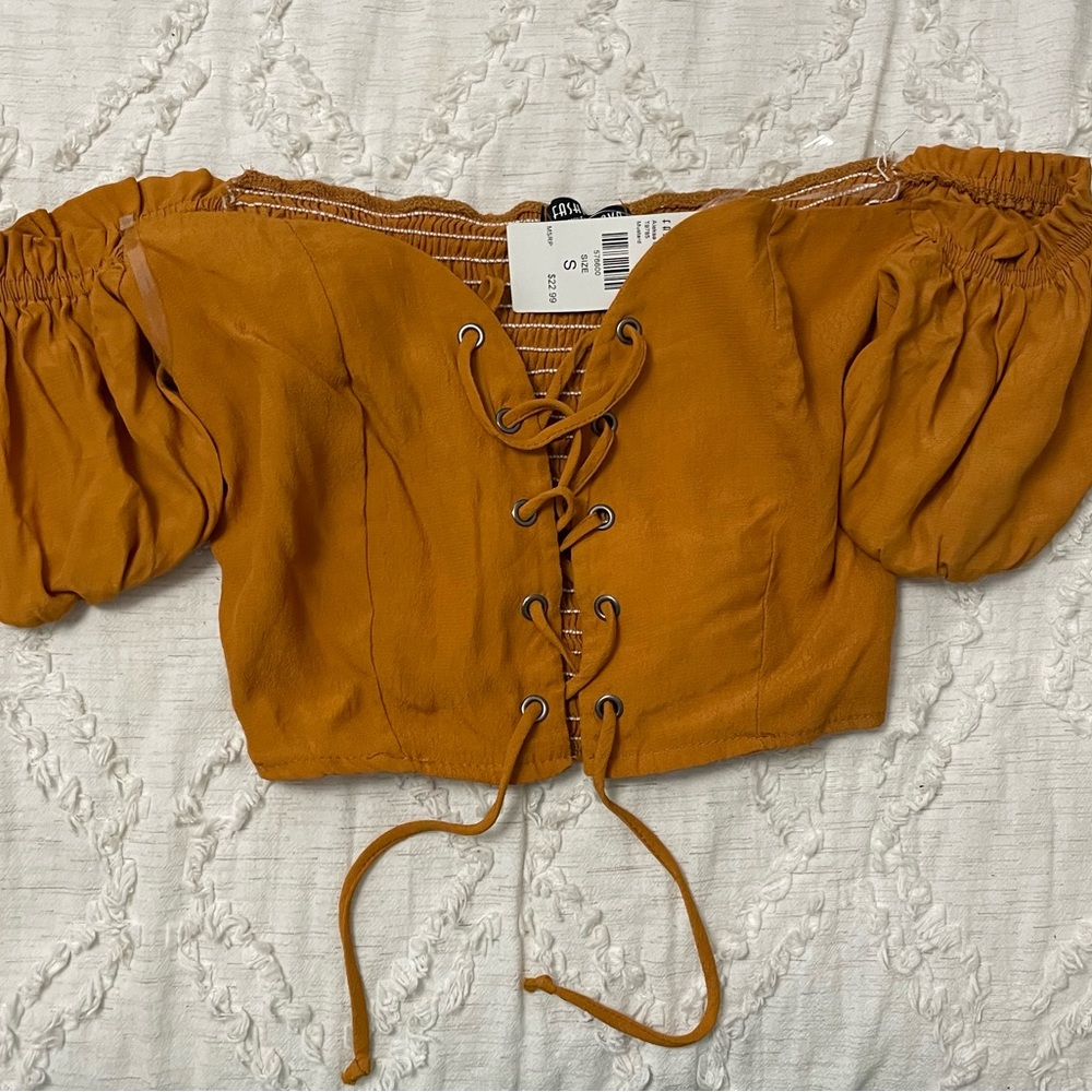 Fashion Nova mustard crop top